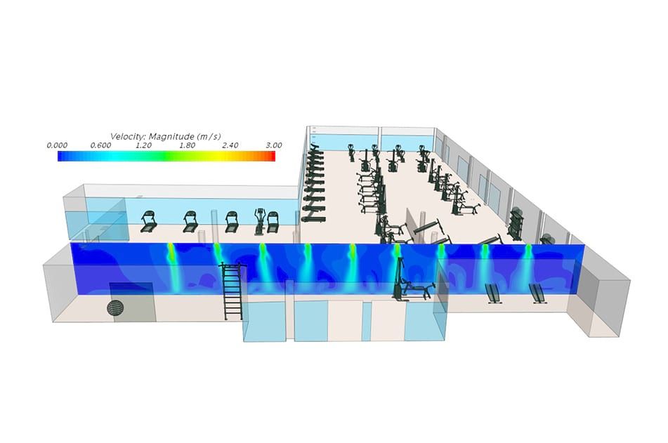 Slidian - Proyectos - Estudio de ventilación en una sala fitness