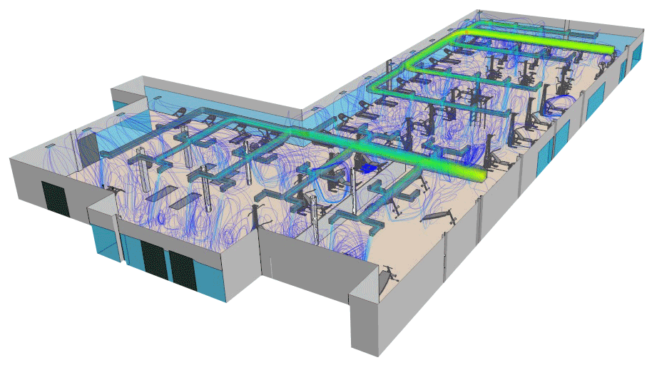 Slidian - Proyectos - Estudio de ventilación en una sala fitness